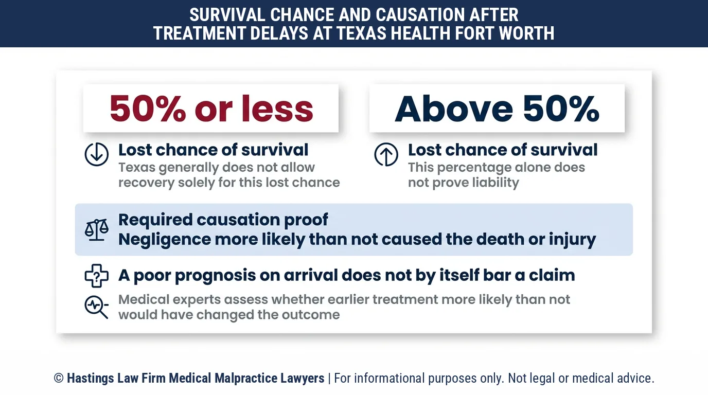 How does a hospital negligence lawyer prove causation for a family after a stroke or heart attack treatment delay at Texas Health Fort Worth.