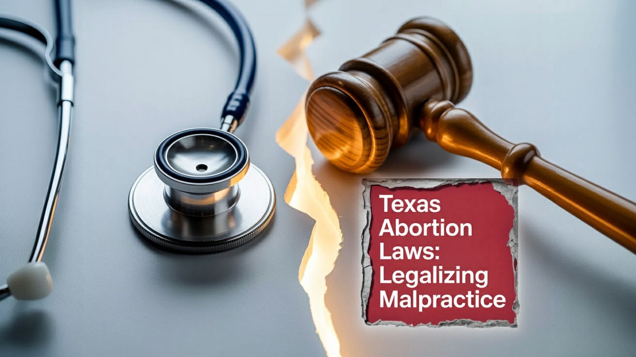 Concepto de la ley del aborto Texas con mazo y estetoscopio