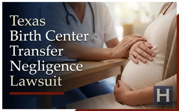 A medical professional comforts a pregnant woman, reflecting the sensitive nature of Texas Birth Center Transfer Negligence for which a lawyer may provide support.
