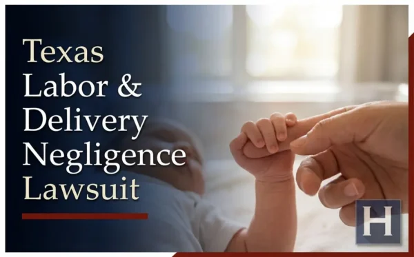 A newborn's tiny hand gently grips an adult's finger, illustrating a Texas Labor & Delivery Negligence lawyer's concerns regarding potential errors.
