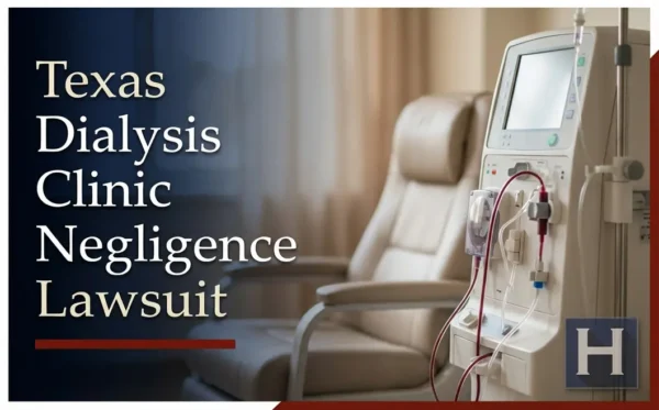 A dialysis machine and medical chair are shown in a Texas clinic, underscoring potential Dialysis Clinic Negligence and the need for a lawyer.