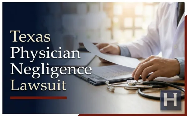 Un médico con bata blanca revisa documentos en un escritorio con un estetoscopio, lo que ilustra las preocupaciones de un abogado especializado en negligencia médica Texas.
