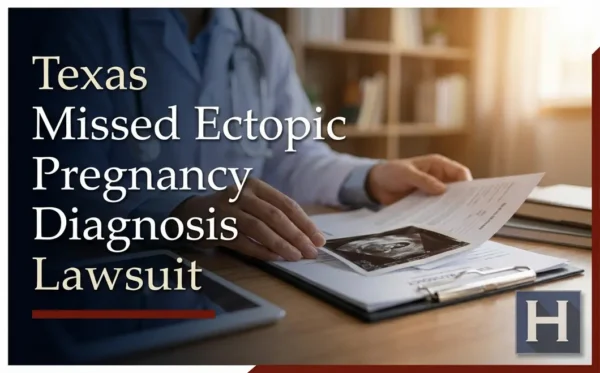 A medical professional examines an ultrasound and documents, illustrating the critical need for a Texas lawyer specializing in Missed Ectopic Pregnancy Diagnosis.