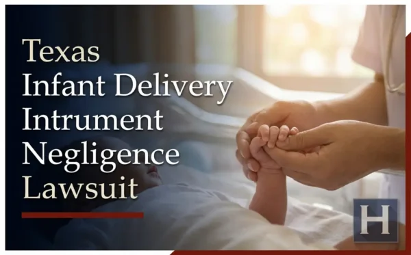 Un profesional de la salud sostiene con delicadeza el pie y la mano de un recién nacido en un entorno hospitalario, lo que ilustra las preocupaciones que aborda un abogado especializado en negligencia relacionada con el instrumental de parto Texas.