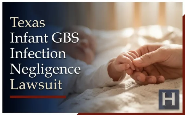 A parent's hand gently holds an infant's small hand, highlighting the potential serious concerns a Texas Infant GBS Infection Negligence lawyer addresses.