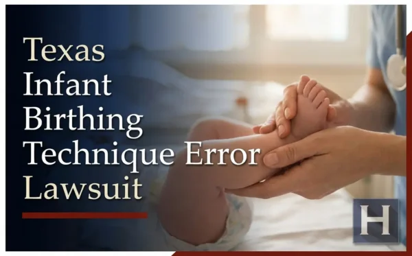 A medical professional holds a baby's leg and foot in a hospital setting, underscoring the challenges an Infant Birthing Technique Error lawyer in Texas addresses.