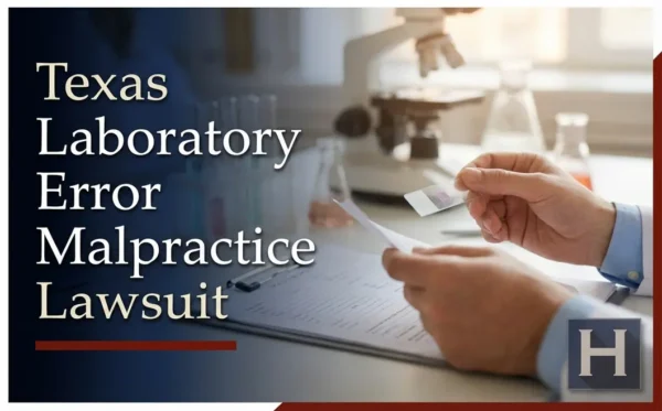 A professional in a lab setting reviews a slide and documents, underscoring the work of a Texas Laboratory Error Malpractice lawyer.