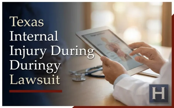 A doctor reviews an anatomical diagram of internal organs on a tablet, underscoring concerns about a possible Internal Injury During Surgery, for which a Texas lawyer can provide legal guidance.