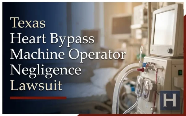 A heart bypass machine with connected tubing stands in a medical room, illustrating the potential issues addressed by a Texas Heart Bypass Machine Operator Negligence lawyer.