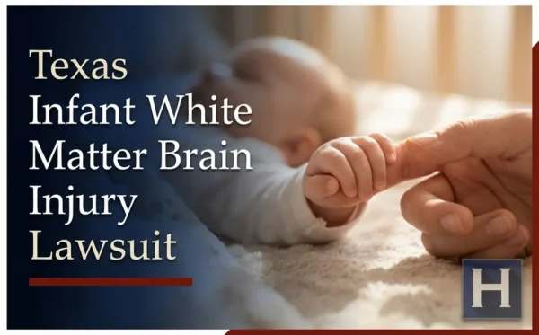 A baby's tiny hand gently holds an adult's finger, reflecting the sensitive work of a Texas Infant White Matter Brain Injury lawyer.