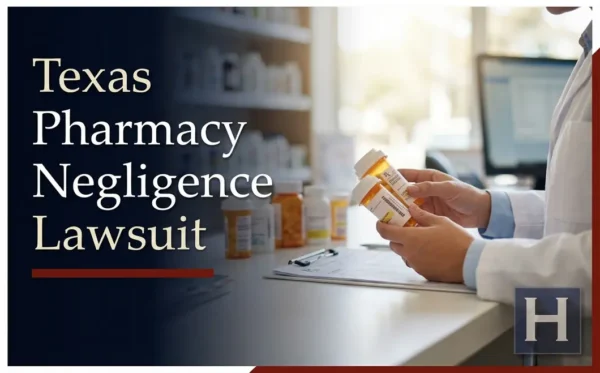 Un farmacéutico con bata blanca sostiene dos frascos de medicamentos recetados en el mostrador, lo que ilustra las preocupaciones respecto a una posible negligencia de la farmacia Texas, en cuyo caso un abogado puede brindar asistencia.