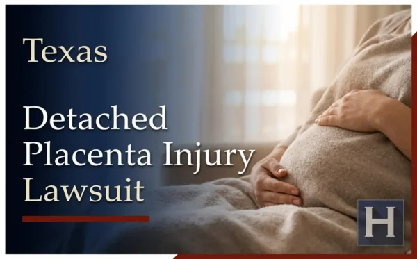 A pregnant person gently holds their belly, highlighting potential Detached Placenta Injury concerns, which a Texas lawyer can help address.