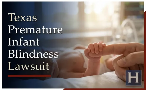 An adult's finger gently comforts a premature infant's tiny hand in a hospital, reflecting the critical support offered by a Texas Premature Infant Blindness lawyer.