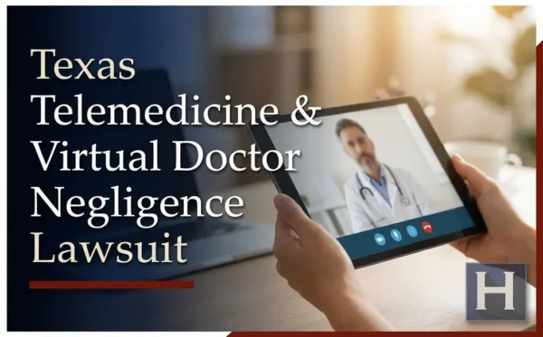 Las manos de una persona sostienen una tableta que muestra a un médico virtual, lo que subraya la posible Texas Telemedicina y Negligencia del Médico Virtual para un abogado experto.