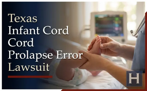 A medical professional examines an infant's feet in a hospital, underscoring potential Infant Cord Prolapse Error concerns for which a Texas lawyer may offer legal guidance.