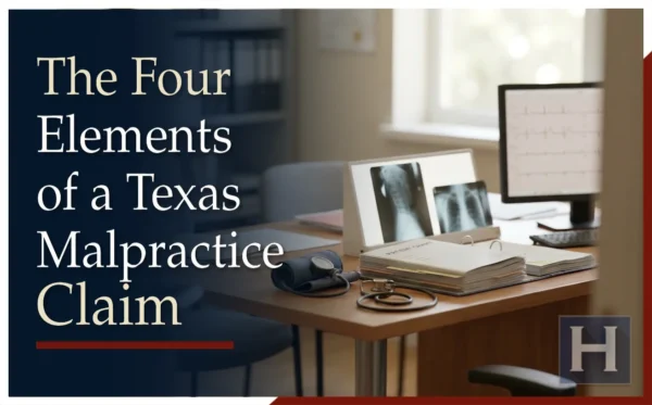 Four elements of a medical malpractice claim in Texas.
