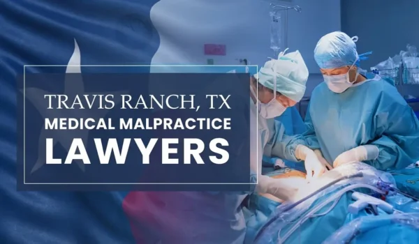 La bandera del Estado de Texas se mezcla con un entorno sanitario en Travis Ranch donde se ha producido una negligencia médica, lo que representa la necesidad de que los abogados especializados en negligencias médicas ayuden a los pacientes perjudicados por los profesionales médicos y los centros sanitarios.