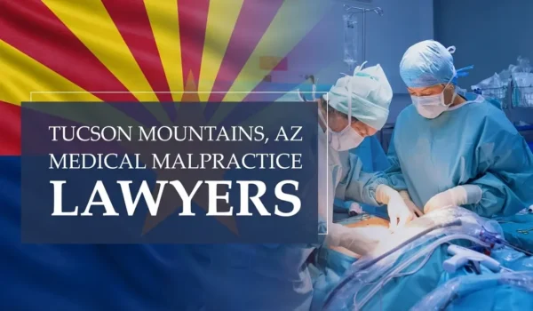 La bandera del estado de Arizona se funde con un entorno sanitario en las montañas de Tucson, donde se ha producido un caso de negligencia médica, lo que ilustra la necesidad de contar con abogados especializados en negligencia médica para ayudar a los pacientes que han sufrido daños a manos de profesionales médicos y centros de salud.