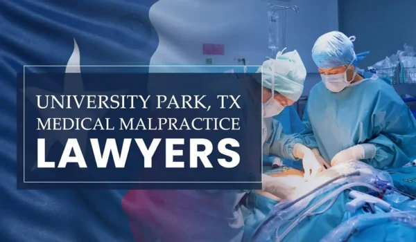 La bandera del Estado de Texas se mezcla con un entorno sanitario de University Park en el que se ha producido una negligencia médica, lo que representa la necesidad de que los abogados especializados en negligencias médicas ayuden a los pacientes perjudicados por los profesionales médicos y los centros sanitarios.