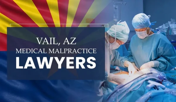 The State flag of Arizona blending into a healthcare setting in Vail where medical negligence has occurred, depicting the need for Medical Malpractice Lawyers to help patients harmed by medical professionals and healthcare facilities.
