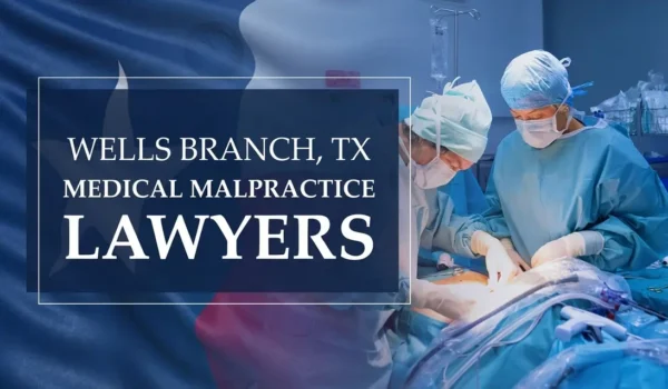 The State flag of Texas blending into a healthcare setting in Wells Branch where medical negligence has occurred, depicting the need for Medical Malpractice Lawyers to help patients harmed by medical professionals and healthcare facilities.