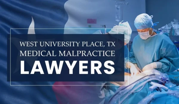 The State flag of Texas blending into a healthcare setting in West University Place where medical negligence has occurred, depicting the need for Medical Malpractice Lawyers to help patients harmed by medical professionals and healthcare facilities.