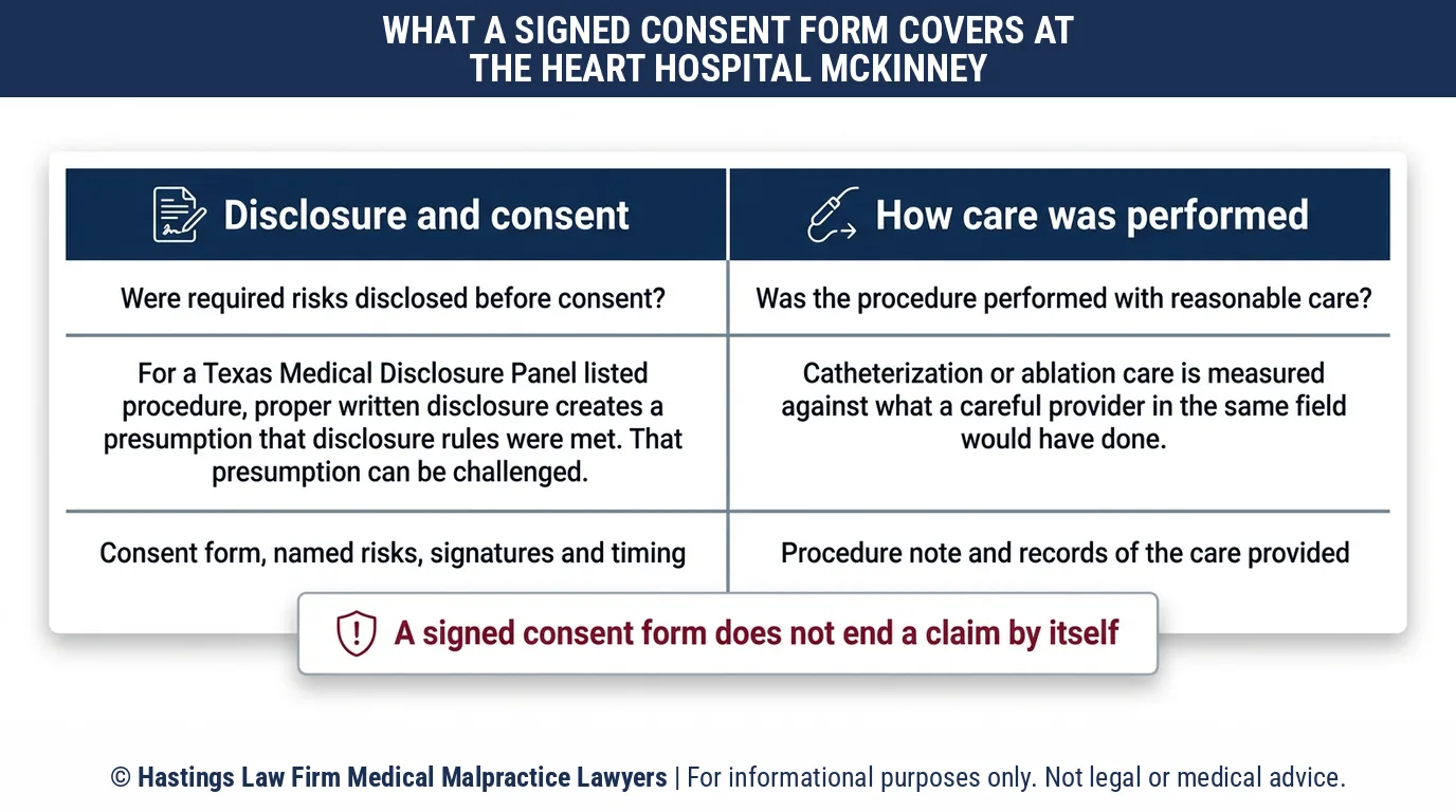 Can a hospital negligence lawyer still sue after a signed consent form at Baylor Scott & White The Heart Hospital McKinney.