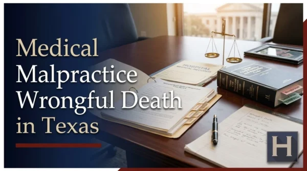 A Texas attorney reviews a case file while representing a family in a wrongful death malpractice claim.